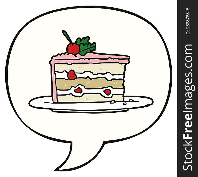 Cartoon Tasty Dessert;cake And Speech Bubble