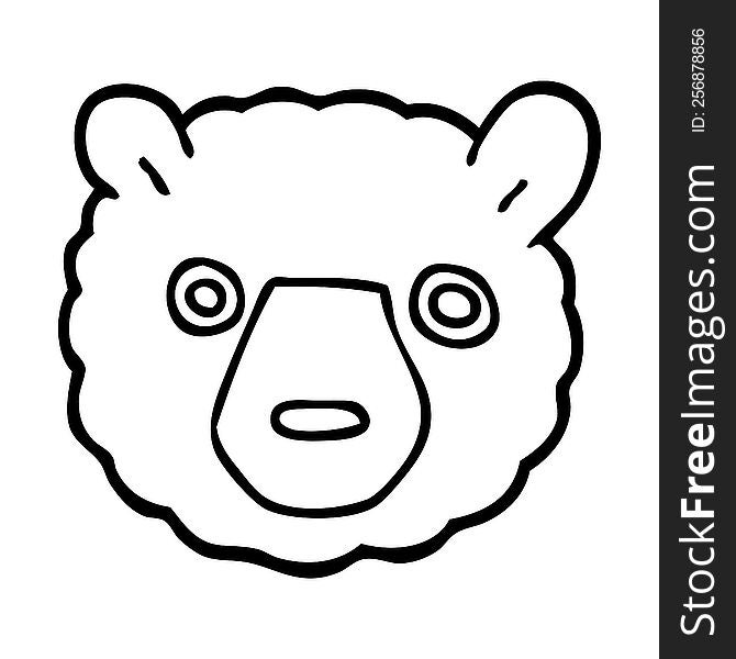 Line Drawing Cartoon Polar Bear Face