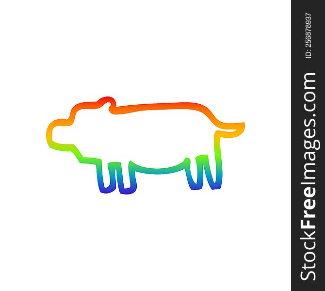 Rainbow Gradient Line Drawing Cartoon Animal Symbol