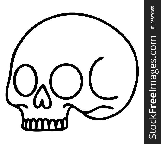 Black Line Tattoo Of A Skull