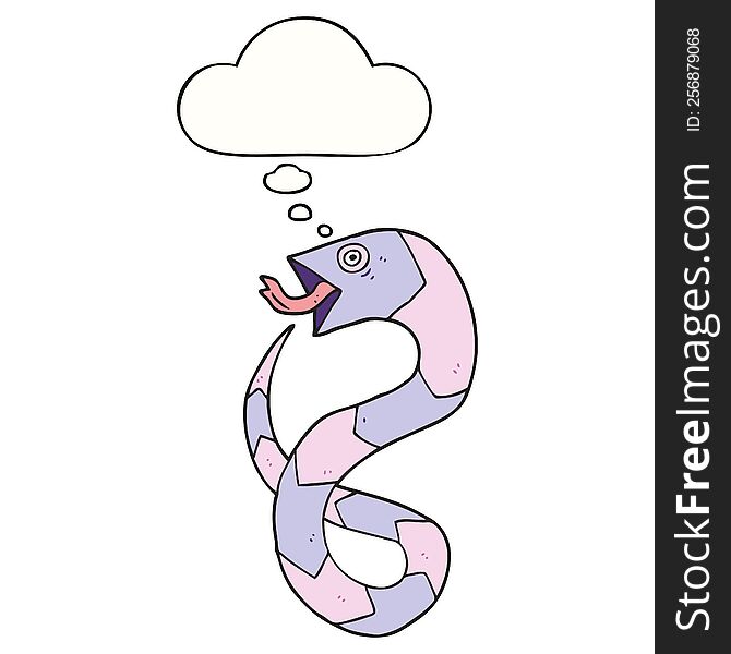 Cartoon Snake And Thought Bubble
