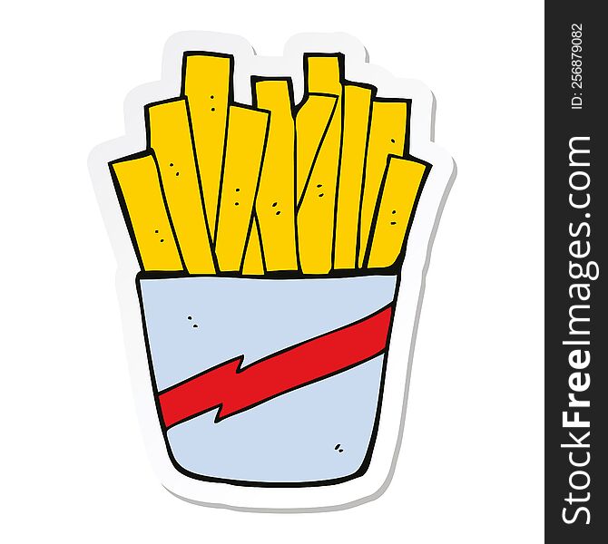 sticker of a cartoon box of fries