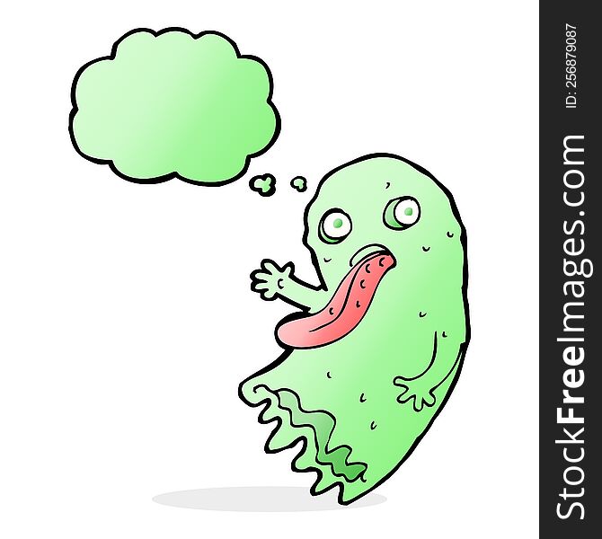 Gross Cartoon Ghost With Thought Bubble