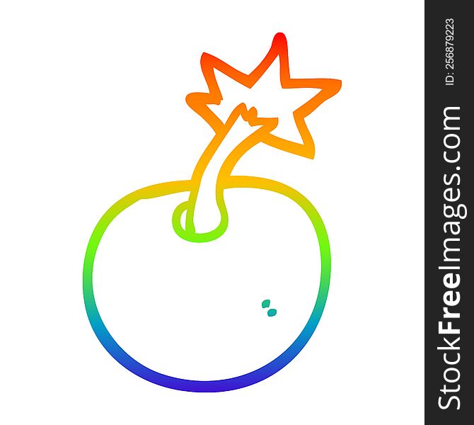 rainbow gradient line drawing round cartoon bomb