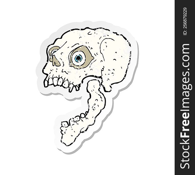 Retro Distressed Sticker Of A Cartoon Scary Skull