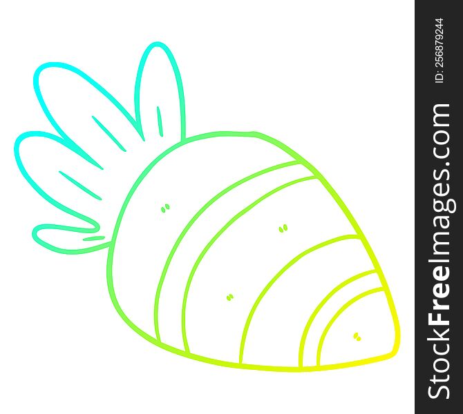 cold gradient line drawing of a cartoon carrot