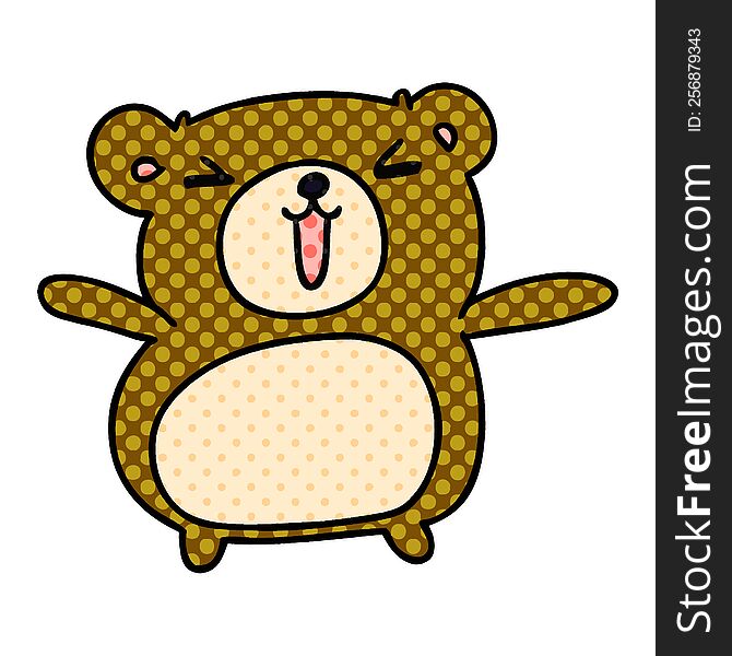cartoon illustration kawaii cute teddy bear. cartoon illustration kawaii cute teddy bear