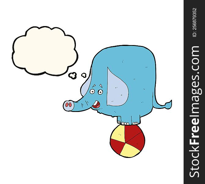 cartoon circus elephant with thought bubble