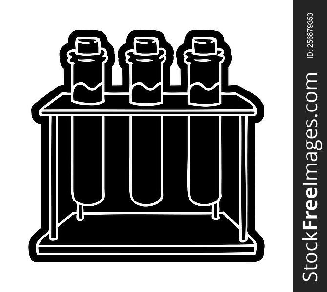 cartoon icon of a science test tube. cartoon icon of a science test tube