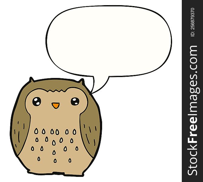Cute Cartoon Owl And Speech Bubble