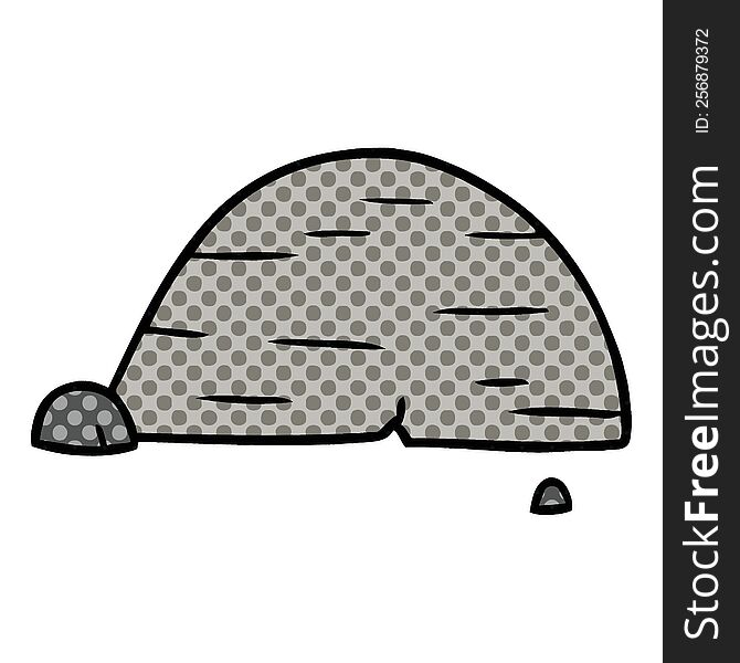 cartoon doodle of grey stone boulder