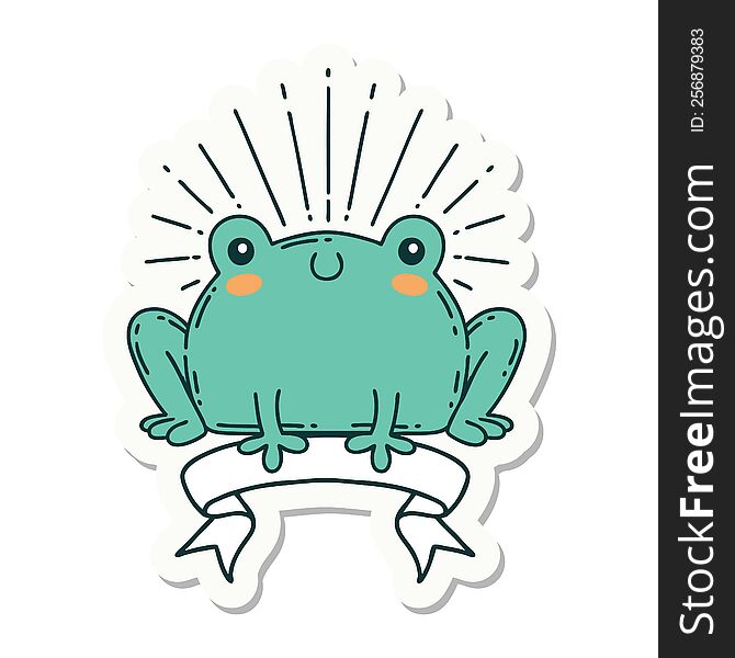 sticker of a tattoo style happy frog