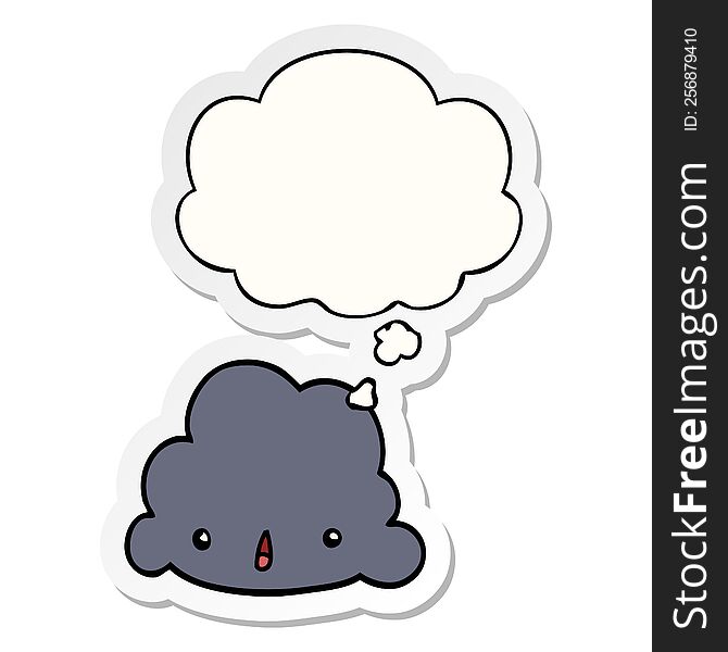 cartoon cloud with thought bubble as a printed sticker