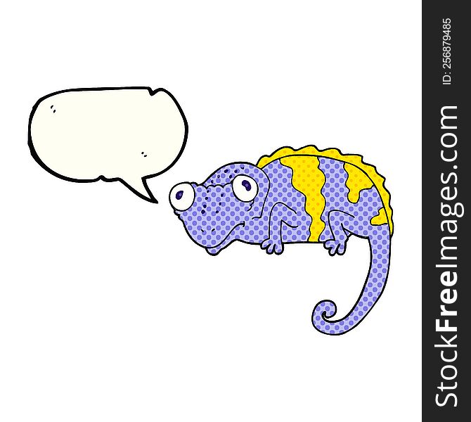 freehand drawn comic book speech bubble cartoon chameleon