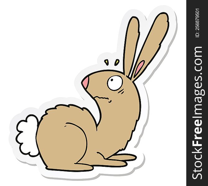 sticker of a cartoon startled bunny rabbit