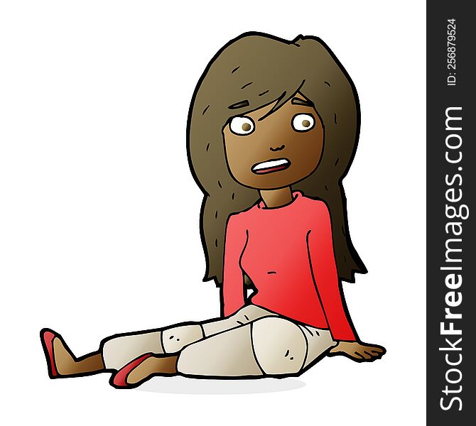 Cartoon Girl Sitting On Floor