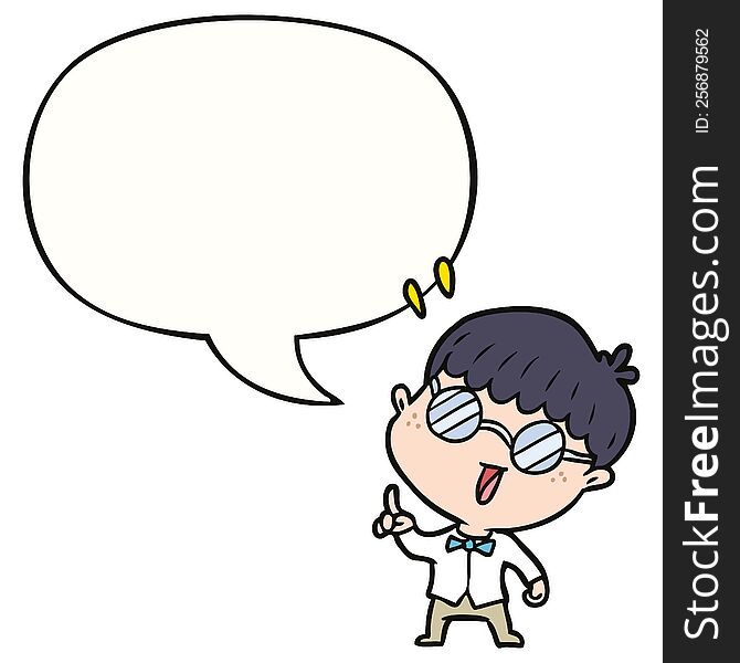 cartoon clever boy with idea with speech bubble. cartoon clever boy with idea with speech bubble