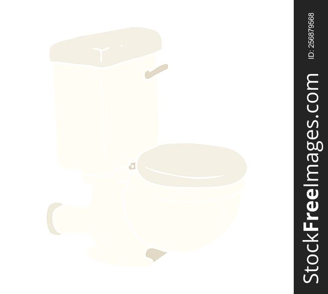Flat Color Illustration Of A Cartoon Toilet