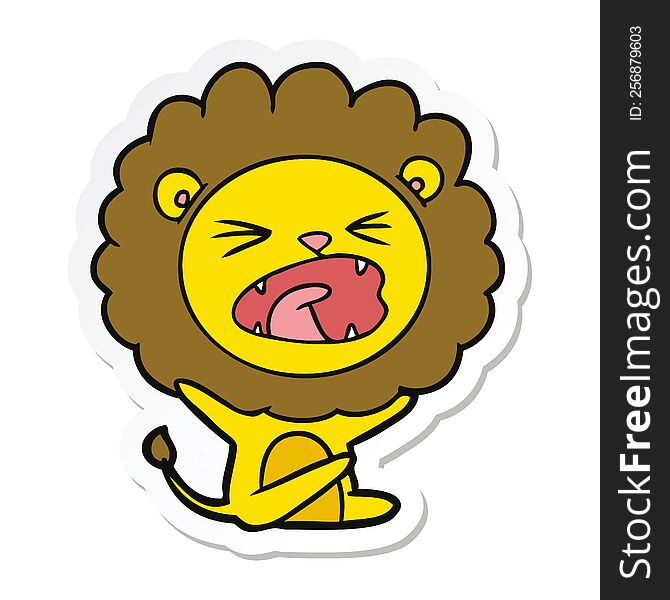 Sticker Of A Cartoon Lion Throwing Tantrum