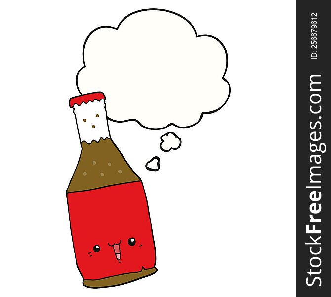 Cartoon Beer Bottle And Thought Bubble