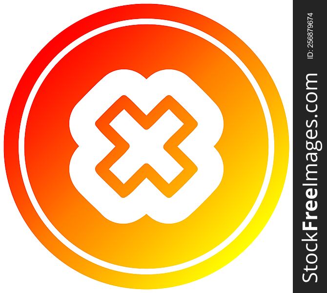 multiplication sign circular icon with warm gradient finish. multiplication sign circular icon with warm gradient finish