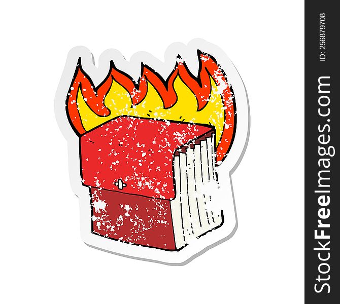retro distressed sticker of a cartoon burning business files