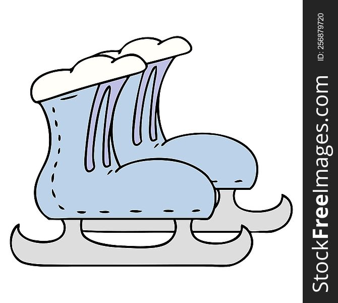 cartoon doodle ice skate boots