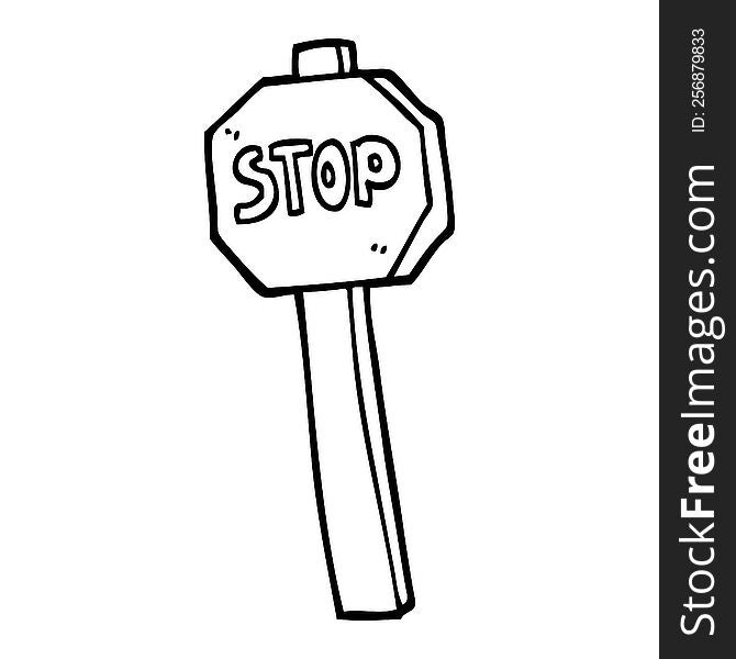 black and white cartoon stop sign