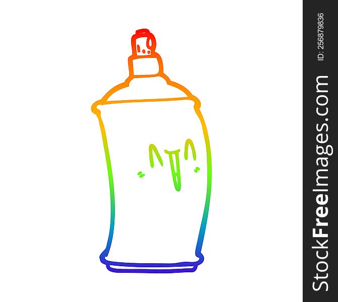 rainbow gradient line drawing of a cartoon happy spray can