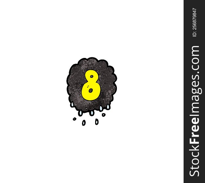 cartoon raincloud with number eight