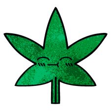 Retro Grunge Texture Cartoon Marijuana Leaf Royalty Free Stock Image