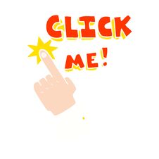 Click Me Flat Color Illustration Of A Cartoon Sign Stock Photography
