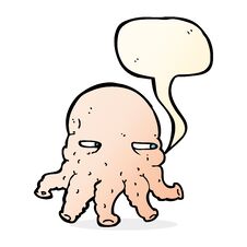 Cartoon Alien Face With Speech Bubble Stock Photography
