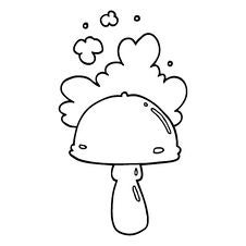 Free Cartoon Mushroom With Spore Cloud Stock Image - 256885051