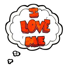 I Love Me Thought Bubble Textured Cartoon Symbol Stock Photography