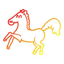 Warm Gradient Line Drawing Cartoon Horse Rearing Up Stock Photo