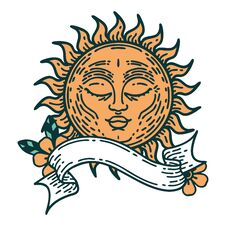 Tattoo With Banner Of A Sun Royalty Free Stock Photography