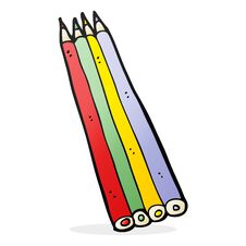 Cartoon Colored Pencils Stock Images