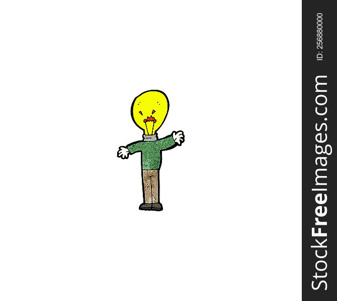 cartoon man with idea light head