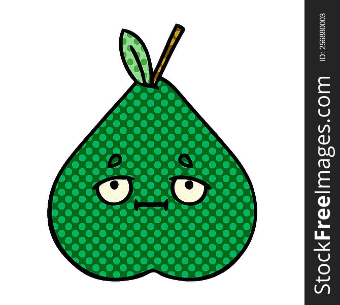 comic book style cartoon of a pear