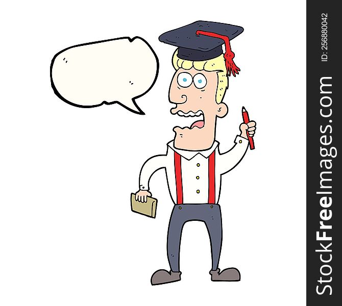 freehand drawn speech bubble cartoon stressed student