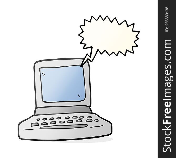 freehand drawn speech bubble cartoon old computer