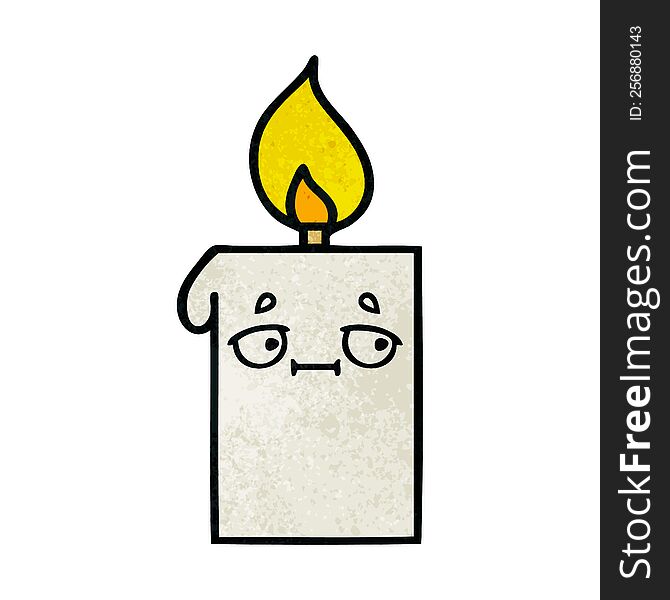 retro grunge texture cartoon of a lit candle