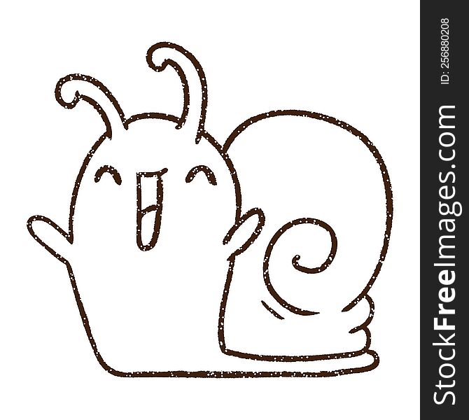 Cute Snail Charcoal Drawing