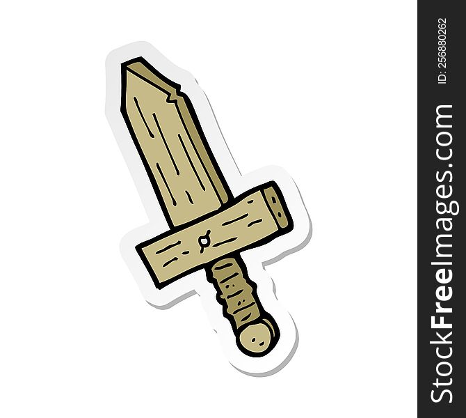 sticker of a cartoon wooden sword