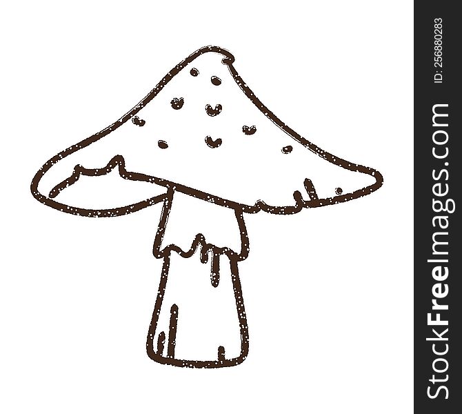 Wild Mushroom Charcoal Drawing