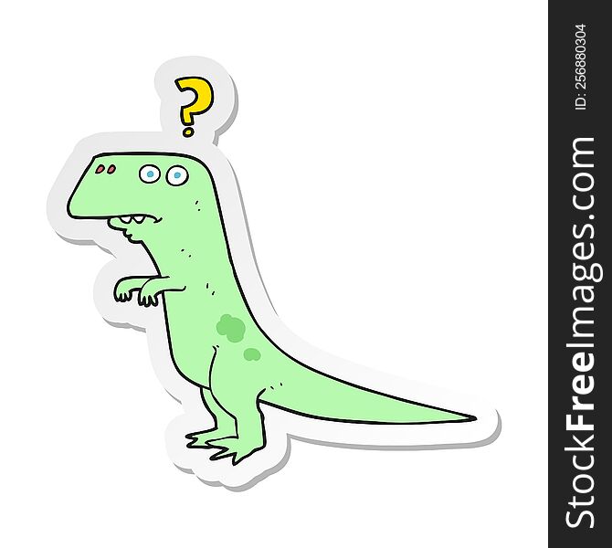 sticker of a cartoon confused dinosaur