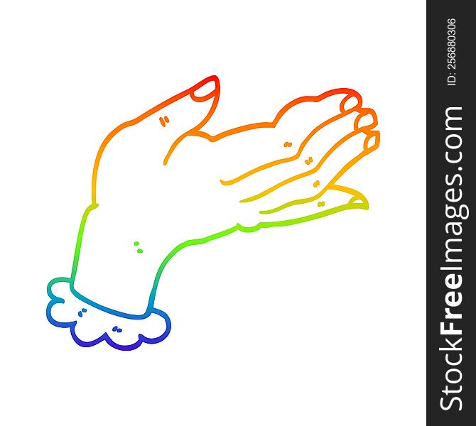 Rainbow Gradient Line Drawing Cartoon Hand