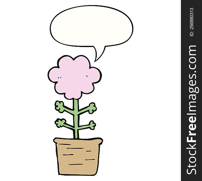 Cute Cartoon Flower And Speech Bubble