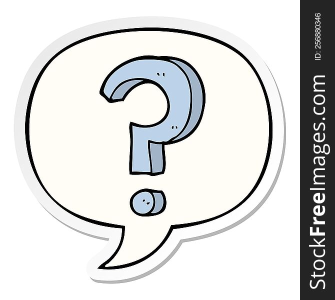 Cartoon Question Mark And Speech Bubble Sticker